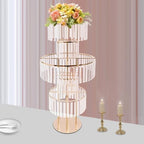 1PC Crystal Vases for Centerpieces, 5 Tier Flower Stand with Hanging Crystals, 43.3" Gold Wedding Vase, alternate view 5