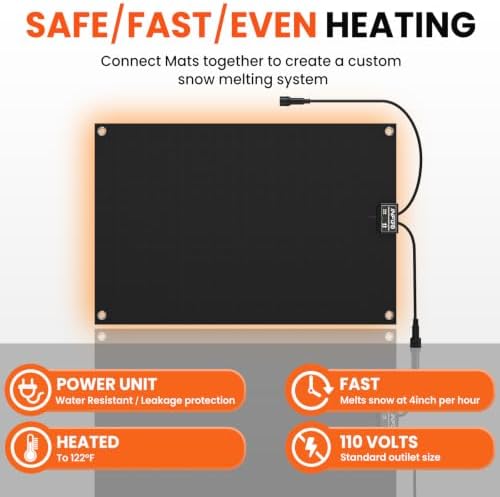 1Pc Heated Snow Melting Mat, 20x30in Outdoor Heated Mats for Stair, alternate view 5