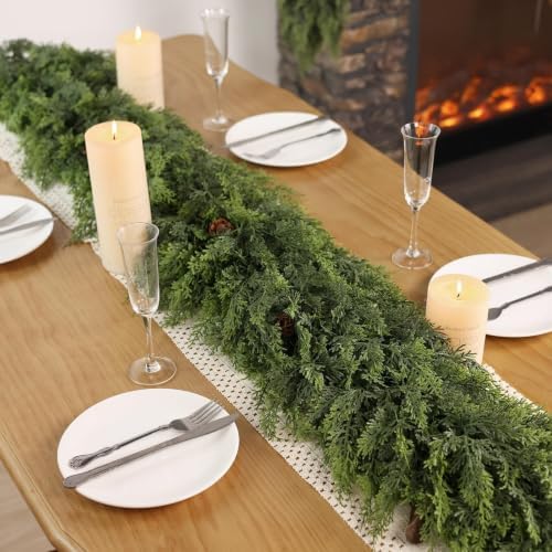 1PCS 16FT Artificial Christmas Cedar Garland Faux Greenery for Stairs Decor, alternate view 3