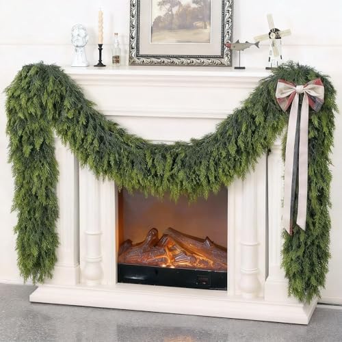 1PCS 16FT Lifelike Touch Fake Cedar Garland for Railing Christmas Decor, alternate view 6