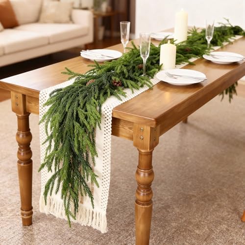 1Pcs 16FT Lifelike Touch Fake Norfolk Pine Garland for Christmas Home Decor, alternate view 6