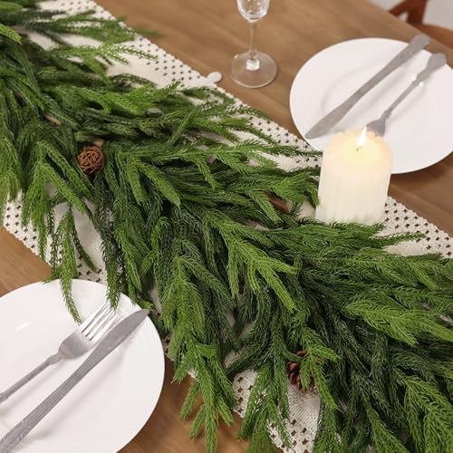 1Pcs 5FT Lifelike Touch Fake Norfolk Pine Garland for Christmas Home Decor, alternate view 3
