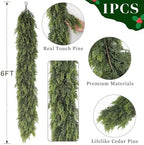 1PCS 6FT Lifelike Touch Artificial Cedar Garland for Mantle Christmas Decor, alternate view 5