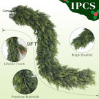 1PCS 9FT Artificial Christmas Cedar Garland Faux Greenery for Mantle Decor, alternate view 5