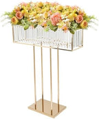 1Pcs Gold Crystal Flower Stand, 35" Wedding Centerpiece Table Decor in Gold