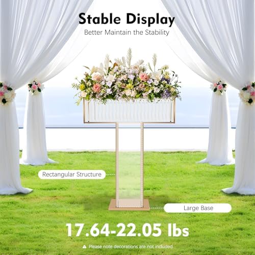 1Pcs Gold Crystal Flower Stand, 35" Wedding Centerpiece Table Decor in Gold, alternate view 3