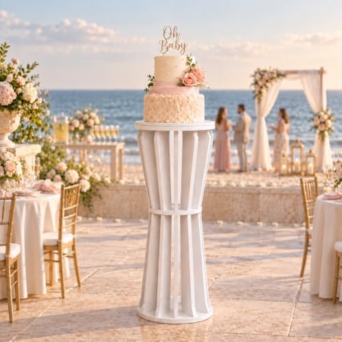 1Pcs PVC Cake Stand for Party Cake Cylinder Stand 32.7IN in white
