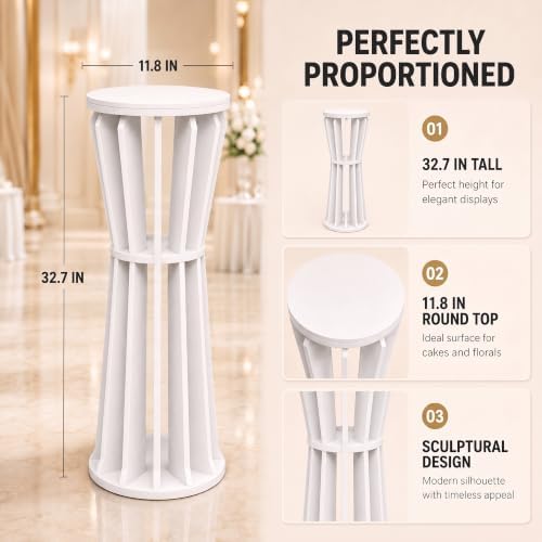 1Pcs PVC Cake Stand for Party Cake Cylinder Stand 32.7IN in white, alternate view 2