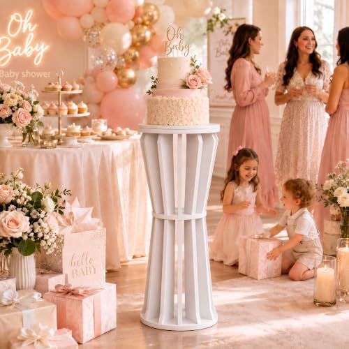 1Pcs PVC Cake Stand for Party Cake Cylinder Stand 32.7IN in white, alternate view 3