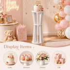 1Pcs PVC Cake Stand for Party Cake Cylinder Stand 32.7IN in white, alternate view 5