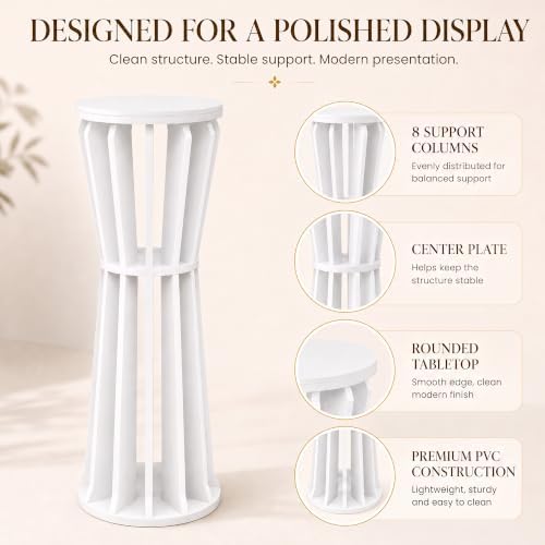 1Pcs PVC Cake Stand for Party Cake Cylinder Stand 32.7IN in white, alternate view 6