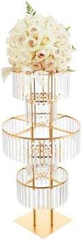 1Pcs Wedding Gold Vases Centerpieces, Crystal Vases for Centerpieces, 5 Tier Chandelier Centerpiece Crystal