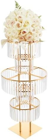 1Pcs Wedding Gold Vases Centerpieces, Crystal Vases for Centerpieces, 5 Tier Chandelier Centerpiece Crystal