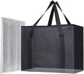 1PK Insulated Grocery Bags with Reinforced Baseboard, X-Large, Black in Black