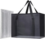 1PK Insulated Grocery Bags with Reinforced Baseboard, X-Large, Black in Black