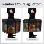 1PK Insulated Grocery Bags with Reinforced Baseboard, X-Large, Black in Black, alternate view 4