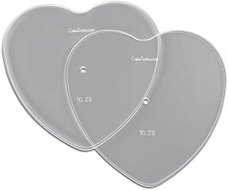2-10.25” Heart Shaped Clear 1⁄4” Acrylic Disks - Perfect Icing Tool to Smooth the Buttercream on Your Cakes