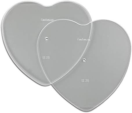 2-12.25” Heart Shaped Clear 1⁄4” Acrylic Disks - Perfect Icing Tool to Smooth the Buttercream on Your Cakes