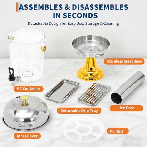 2.2 Gallon Commercial Drink Dispenser with Ice Core, Gold in Gold, alternate view 5