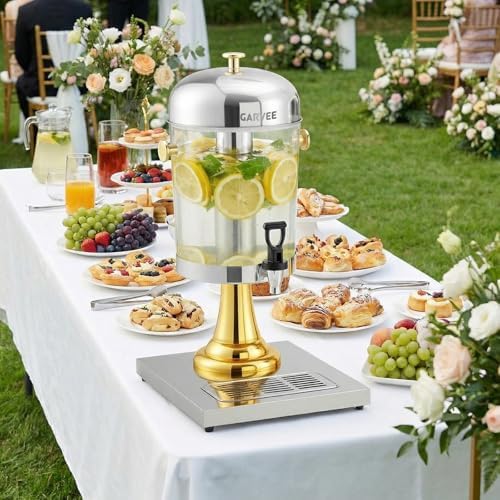 2.2 Gallon Commercial Drink Dispenser with Ice Core, Gold in Gold, alternate view 7