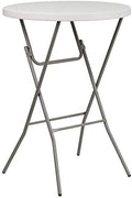 2.63 ft Plastic Round Folding Bar Table, Granite White