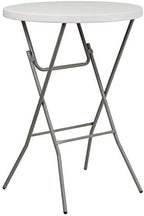 2.63 ft Plastic Round Folding Bar Table, Granite White