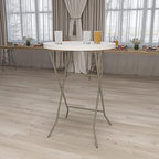 2.63 ft Plastic Round Folding Bar Table, Granite White, alternate view 2