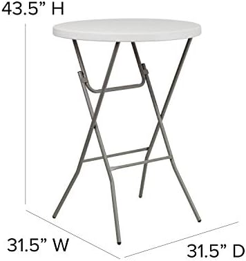 2.63 ft Plastic Round Folding Bar Table, Granite White, alternate view 3