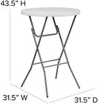 2.63 ft Plastic Round Folding Bar Table, Granite White, alternate view 3
