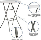 2.63 ft Plastic Round Folding Bar Table, Granite White, alternate view 4