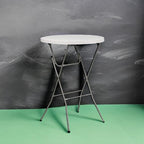 2.63 ft Plastic Round Folding Bar Table, Granite White, alternate view 5