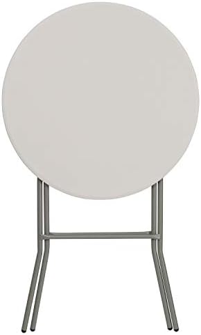 2.63 ft Plastic Round Folding Bar Table, Granite White, alternate view 6