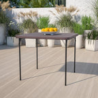 2.83-Foot Bi-Fold Brown Wood Grain Plastic Folding Table, alternate view 2