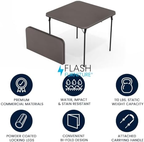 2.83-Foot Bi-Fold Dark Gray Plastic Folding Table, alternate view 3