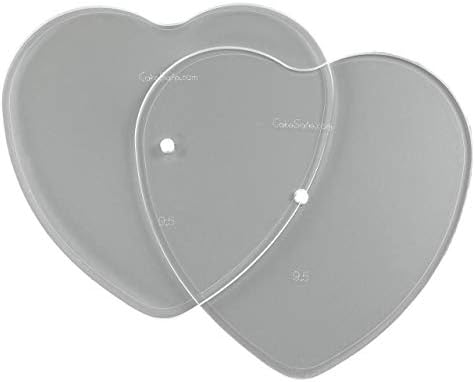 2-9.5” Heart Shaped Clear 1⁄4” Acrylic Disks - Perfect Icing Tool to Smooth the Buttercream on Your Cakes