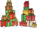 2.9ft 2pcs Funny Christmas Whimsical Box Cardboard Cutout Prop in Colorful