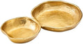 2 Cluster Decorative Bowls Bright Gold Snack Tray Bowl Chip & Dip Serving Piece Strong Brass Centerpiece