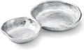 2 Cluster Decorative Bowls Bright Silver Snack Tray Bowl Chip & Dip Serving Piece Strong Brass Centerpiece