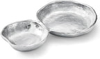 2 Cluster Decorative Bowls Bright Silver Snack Tray Bowl Chip & Dip Serving Piece Strong Brass Centerpiece