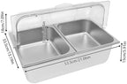 2 Compartment Food Serving Display Container, Stainless Steel Buffet Condiment Dispenser with Flip Lid, alternate view 2