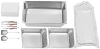2 Compartment Food Serving Display Container, Stainless Steel Buffet Condiment Dispenser with Flip Lid, alternate view 7