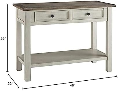 2 Drawer Console Table, 46 in Wide, Veneers/Wood/Engineered Wood, Antique White and Weathered Oak Finish, alternate view 2
