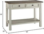 2 Drawer Console Table, 46 in Wide, Veneers/Wood/Engineered Wood, Antique White and Weathered Oak Finish, alternate view 2