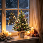 2 FT Mini Christmas Tree, 24" PE Prelit Small Artificial Tabletop Snow Flocked Christmas Trees Decor with 20, alternate view