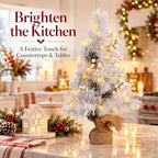 2 FT Mini Christmas Tree, 24" Prelit White Small Artificial Tabletop Christmas Trees Decor with Lights Timer, alternate view