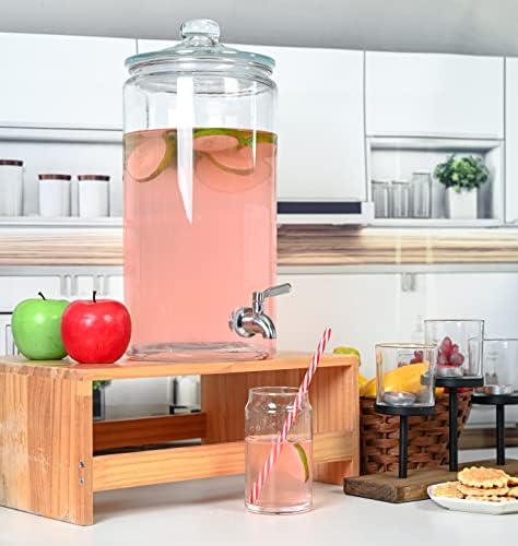 2 Gallon Beverage Serveware with Stainless Steel Spigot + Marker & Chalkboard 100% Leakproof Glass Drink, alternate view 7