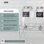 2 Gallon Drink Dispenser 2 Pack - Glass Beverage Dispenser Stand, alternate view 4
