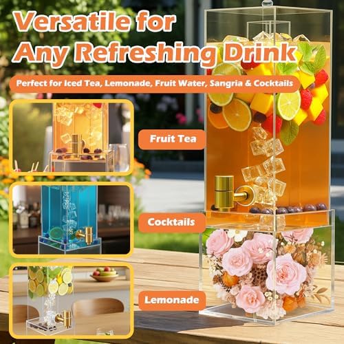 2 Gallon Drink Dispenser for Parties, Beverage Dispenser with Airtight Valve, Large Water Drink Dispenser, Water, alternate