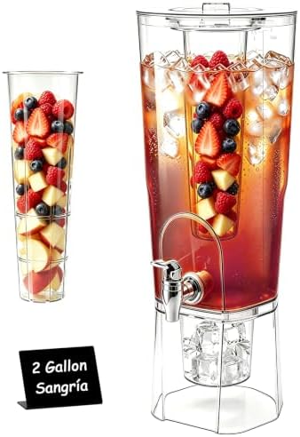 2 Gallon Drink Dispenser for Parties, Large lemonade Container Beverage Jar