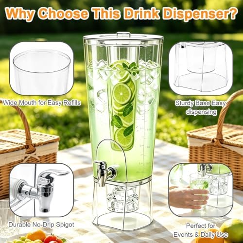 2 Gallon Drink Dispenser for Parties, Large lemonade Container Beverage Jar, alternate view 6